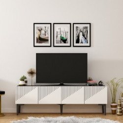Mueble TV Draw Blanco Negro Practica Hogar