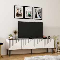 Mueble TV Draw Blanco Negro Practica Hogar