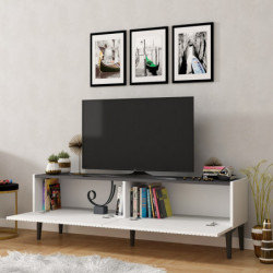 Mueble TV Draw Blanco Negro Practica Hogar