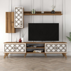 Mueble TV con estante Class S blanco nogal Practica Hogar