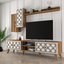 Mueble TV con estante Class S blanco nogal Practica Hogar