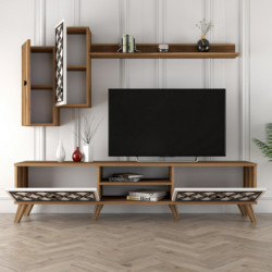 Mueble TV con estante Class S blanco nogal Practica Hogar