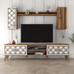 Mueble TV con estante Class S blanco nogal Practica Hogar