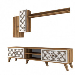 Mueble TV con estante Class S blanco nogal Practica Hogar