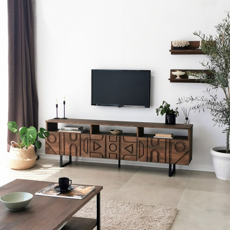 Mueble TV con estante Aristo nogal Practica Hogar Mueble TV con estante Aristo nogal Practica Hogar