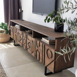 Mueble TV con estante Aristo nogal Practica Hogar