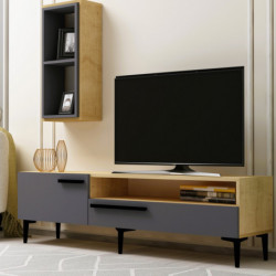 Mueble TV Zera Roble Zafiro Antracita Practica Hogar