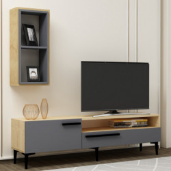 Mueble TV Zera Roble Zafiro Antracita Practica Hogar