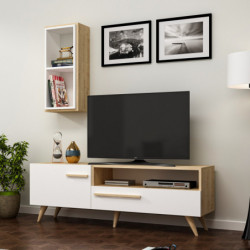 Mueble TV Zera Roble Zafiro Blanco Practica Hogar