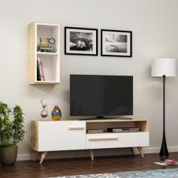 Mueble TV Zera Roble Zafiro Blanco Practica Hogar
