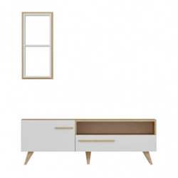 Mueble TV Zera Roble Zafiro Blanco Practica Hogar