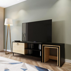 Mueble TV Zigon Sehpalı L501 roble negro Practica Hogar