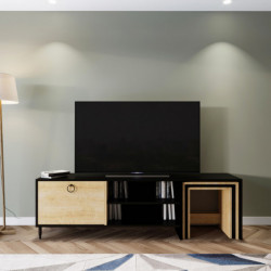 Mueble TV Zigon Sehpalı L501 roble negro Practica Hogar