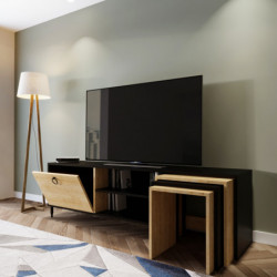 Mueble TV Zigon Sehpalı L501 roble negro Practica Hogar