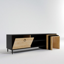 Mueble TV Zigon Sehpalı L501 roble negro Practica Hogar