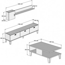 Conjunto de muebles de salón Sumer G5030 mármol roble Practica Hogar