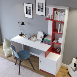 Escritorio de estudio Massası L149 blanco rojo Practica Hogar