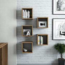 Estante de pared Box nogal Practica Hogar