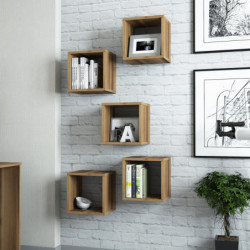 Estante de pared Box nogal Practica Hogar