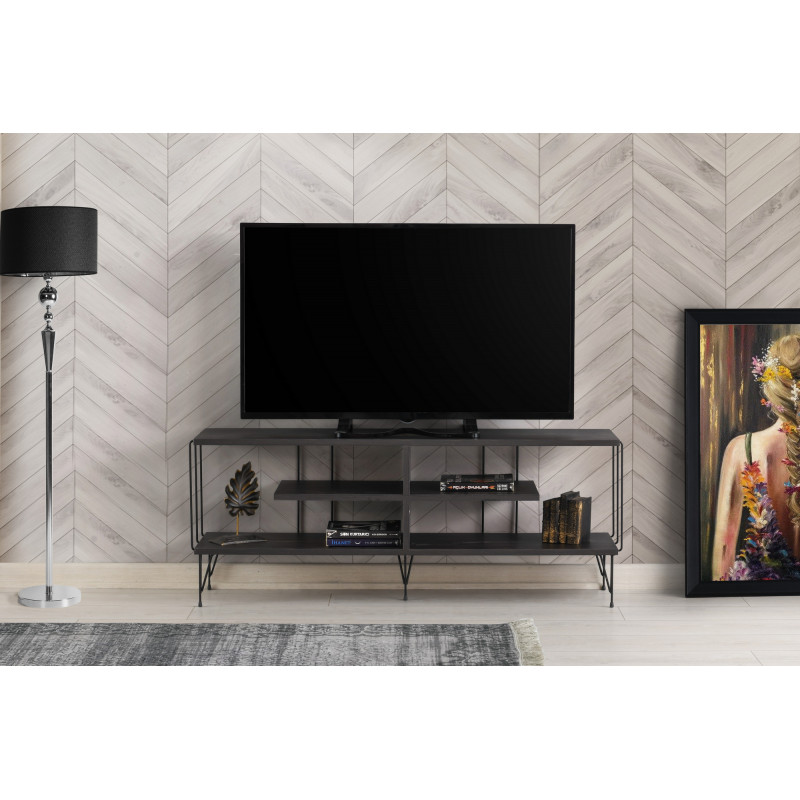 Mueble TV Eze marron oscuro Practica Hogar Mueble TV Eze marron oscuro Practica Hogar