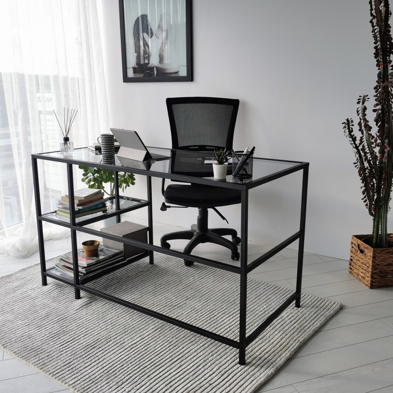 Escritorio de estudio Massası 130x60cm M101F humo negro Practica Hogar Escritorio de estudio Massası 130x60cm M101F humo negro Practica Hogar