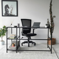 Escritorio de estudio Massası 130x60cm M101F humo negro Practica Hogar