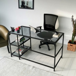 Escritorio de estudio Massası 130x60cm M101F humo negro Practica Hogar
