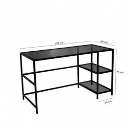 Escritorio de estudio Massası 130x60cm M101F humo negro Practica Hogar