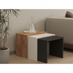 Set mesas de café (3 piezas) Gül antracita roble blanco Practica Hogar