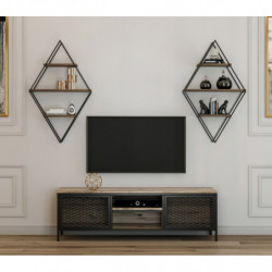 Mueble TV con estante Comets Prizma pino atlántico negro Practica Hogar