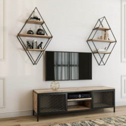 Mueble TV con estante Comets Prizma pino atlántico negro Practica Hogar