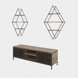 Mueble TV con estante Comets Prizma pino atlántico negro Practica Hogar