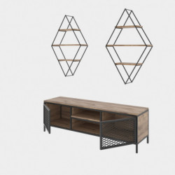Mueble TV con estante Comets Prizma pino atlántico negro Practica Hogar
