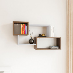 Estante de pared Ayder blanco nogal Practica Hogar