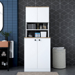 Mueble de lavadora KD102 2160 nogal blanco Practica Hogar
