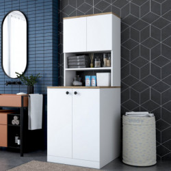 Mueble de lavadora KD102 2160 nogal blanco Practica Hogar