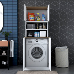 Mueble de lavadora KD102 2160 nogal blanco Practica Hogar