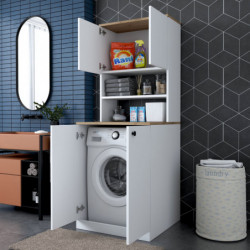Mueble de lavadora KD102 2160 nogal blanco Practica Hogar