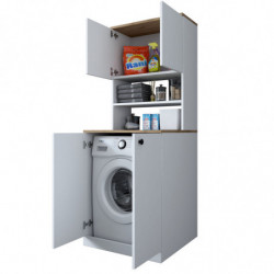 Mueble de lavadora KD102 2160 nogal blanco Practica Hogar