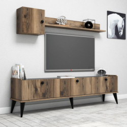 Mueble TV con estante Lidya mármol nogal Practica Hogar