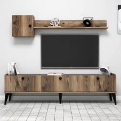 Mueble TV con estante Lidya mármol nogal Practica Hogar