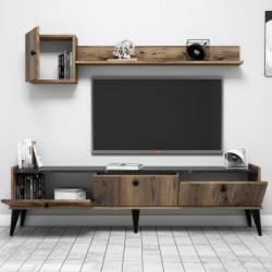 Mueble TV con estante Lidya mármol nogal Practica Hogar