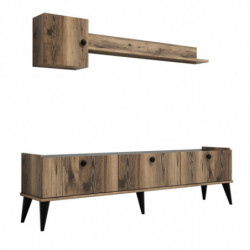 Mueble TV con estante Lidya mármol nogal Practica Hogar