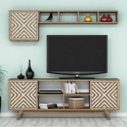 Mueble TV con estante İnci crema nogal Practica Hogar
