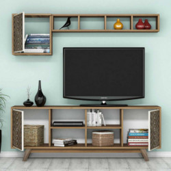 Mueble TV con estante İnci crema nogal Practica Hogar