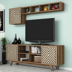 Mueble TV con estante İnci crema nogal Practica Hogar