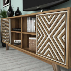 Mueble TV con estante İnci crema nogal Practica Hogar