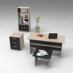 Conjunto de muebles de oficina VO11-OB roble negro Practica Hogar