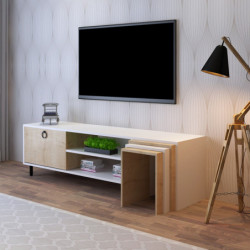 Mueble TV Tanay L584 roble blanco Practica Hogar