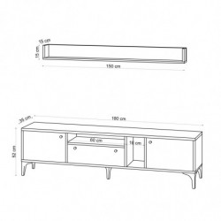 Mueble TV con estante Grega roble Practica Hogar